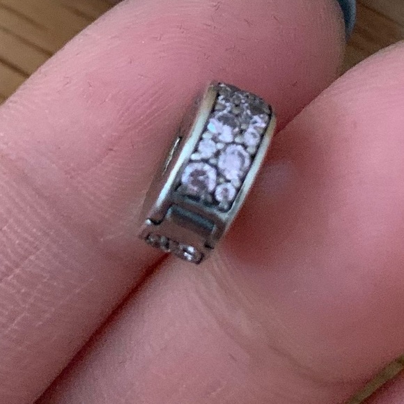 Authentic Retired Pandora CZ Bling Sparkling Charm Safety Clip Stopper Spacer - Picture 5 of 9